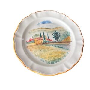 Atelier Du Sage Hand Painted French Country Landscape Chop Plate